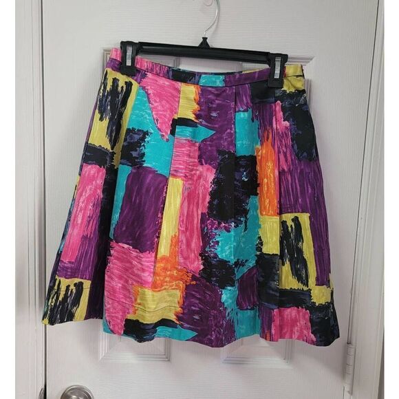 Trina Turk Multi-Color Abstract  Pleated Skirt  Sz:2 - Picture 1 of 7